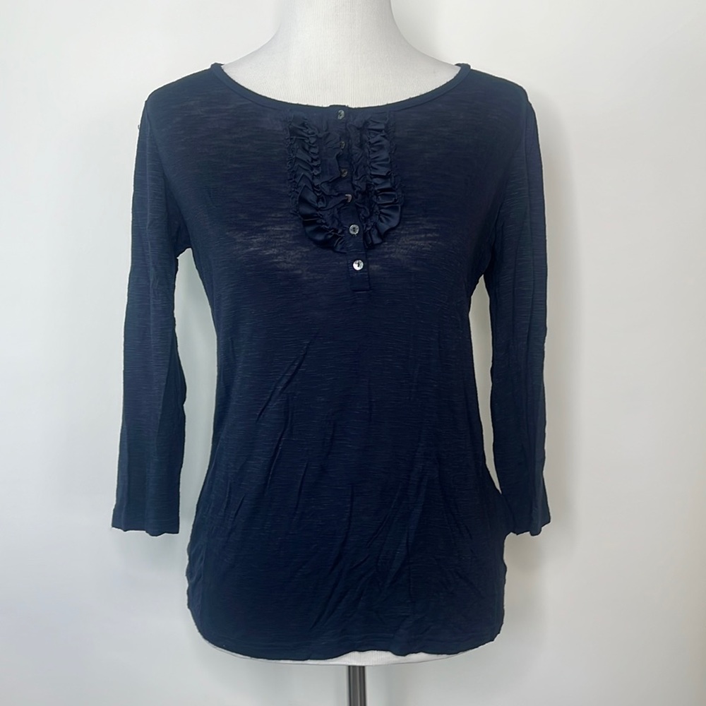 ESPRIT SOFT KNIT RUFFLED FRON LONG SLEEVES TEE